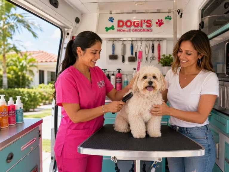 dog-grooming-inside-van