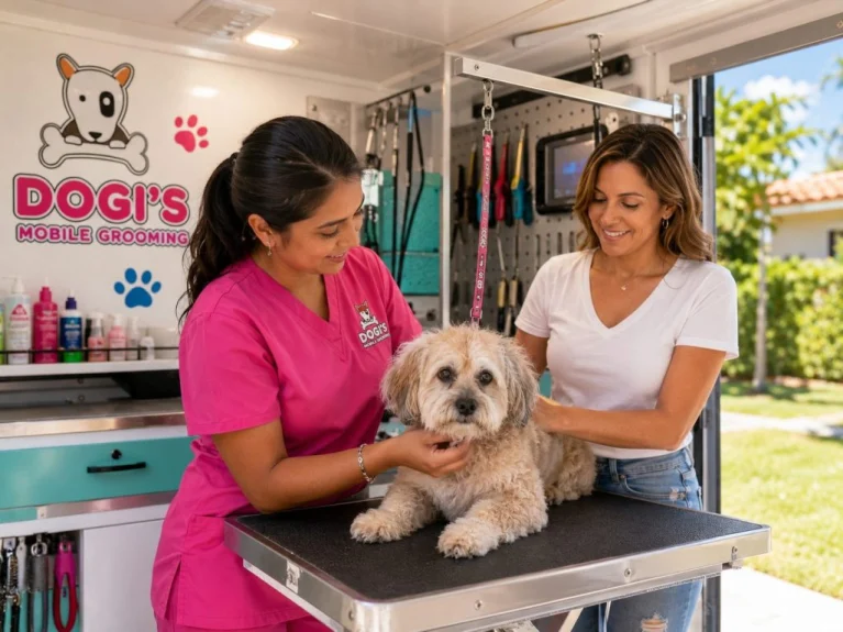 senior-dog-grooming-inside-van